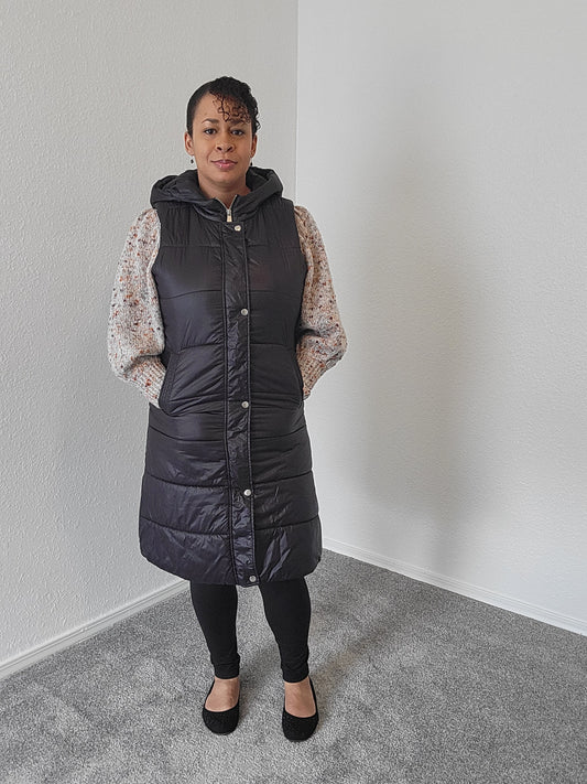 Longline Puffer Vest Coat