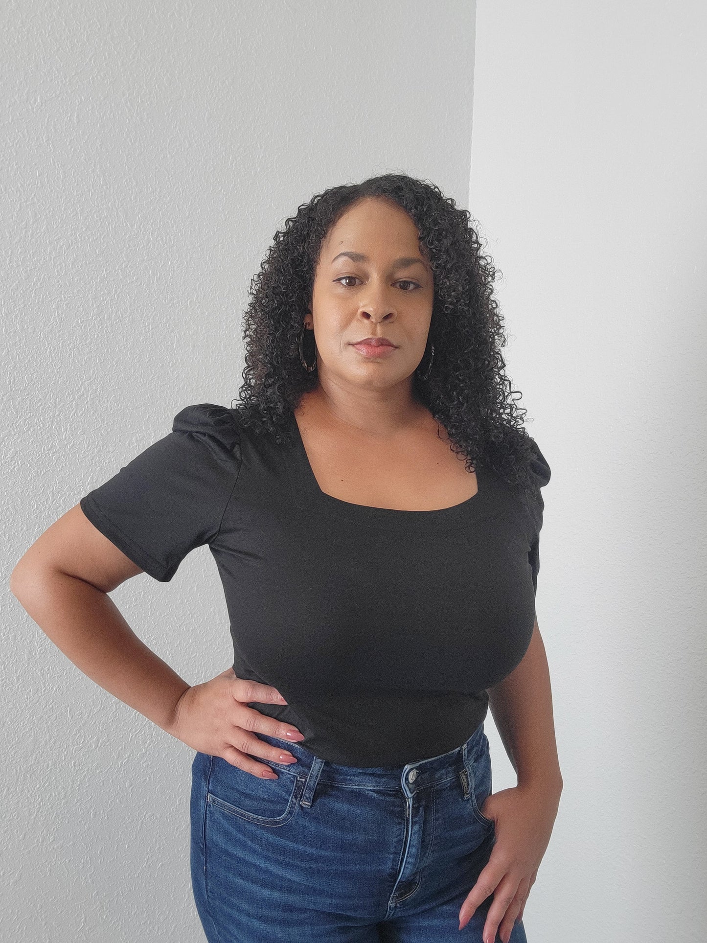 Square Neck Flare Sleeve T-Shirt