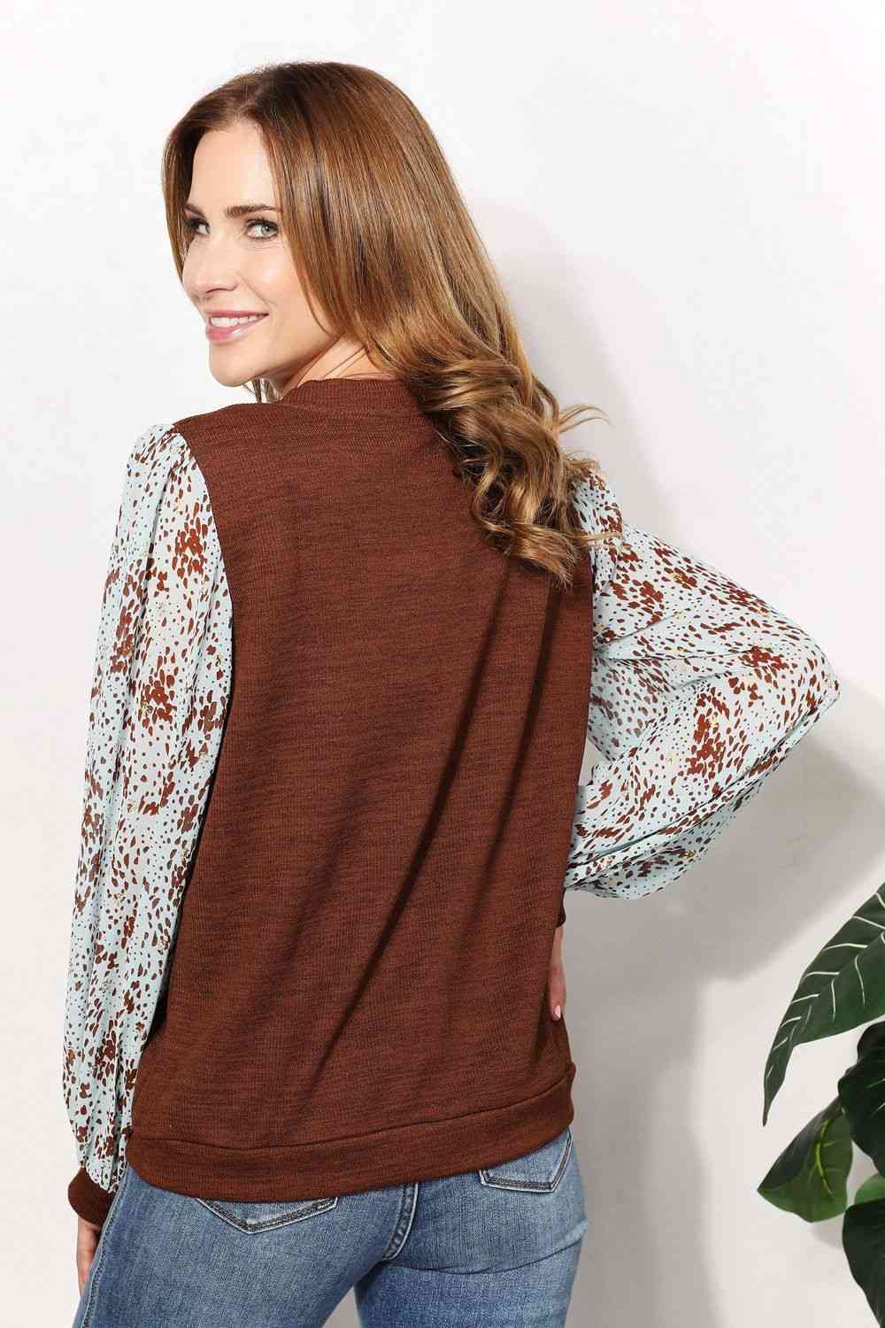 Full Bust Foil Printed Sleeve Top