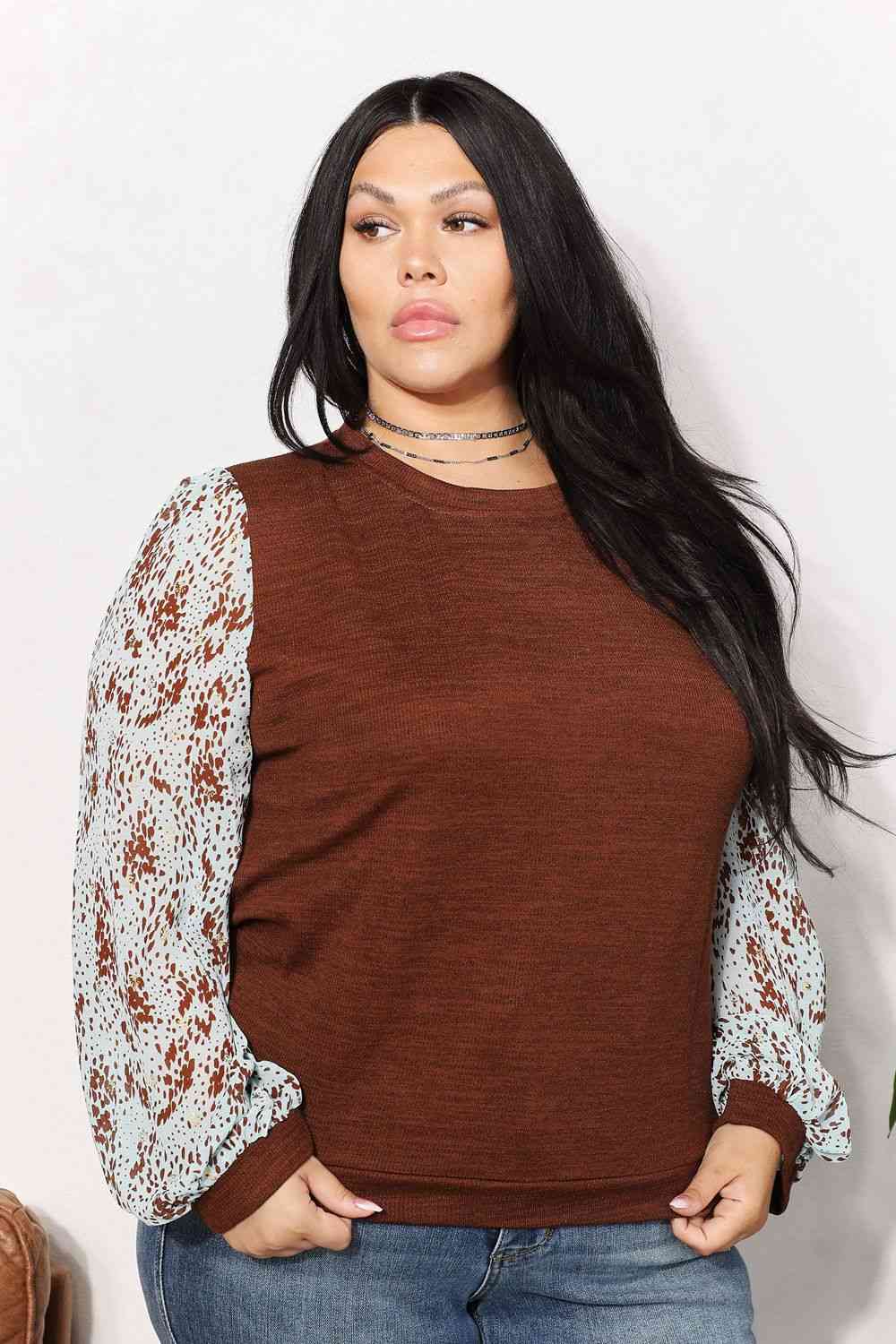 Full Bust Foil Printed Sleeve Top